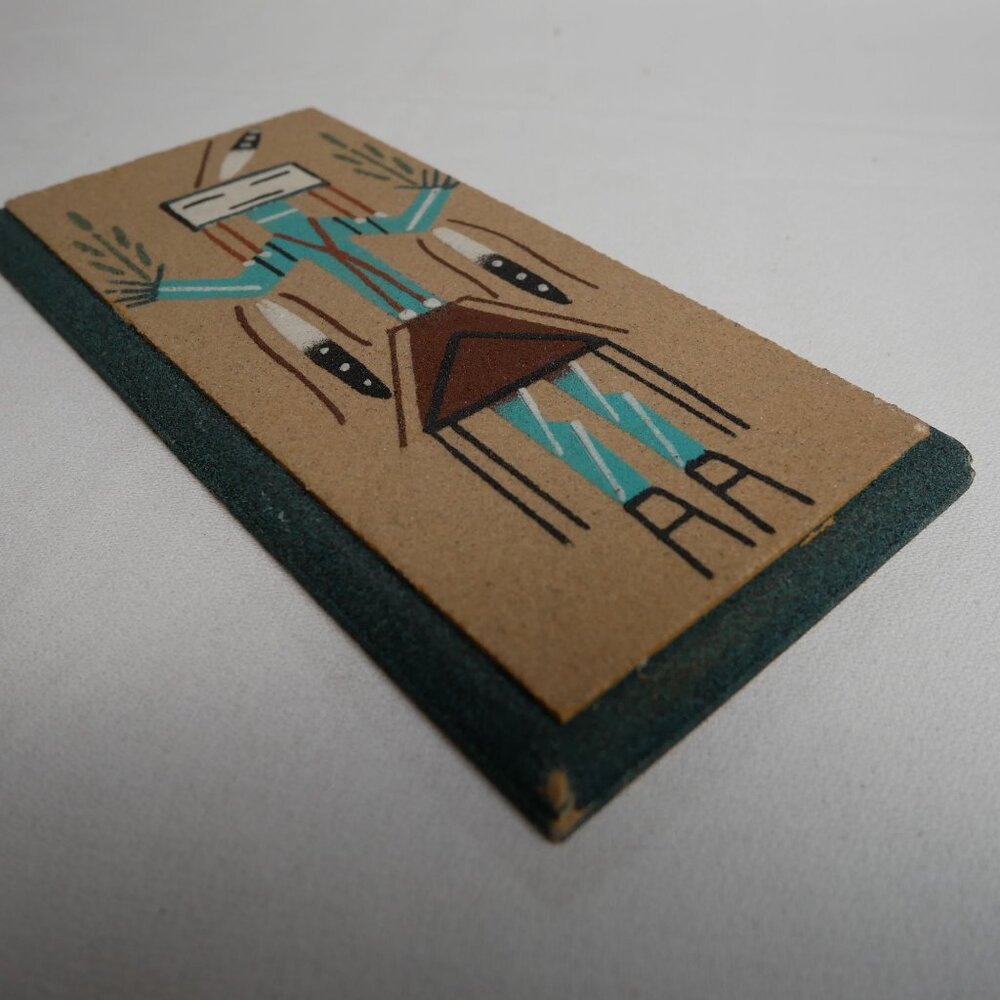 Navajo Sand Painting Yei Female Native American 8”x4” Signed By The Artist - Picture 10 of 11